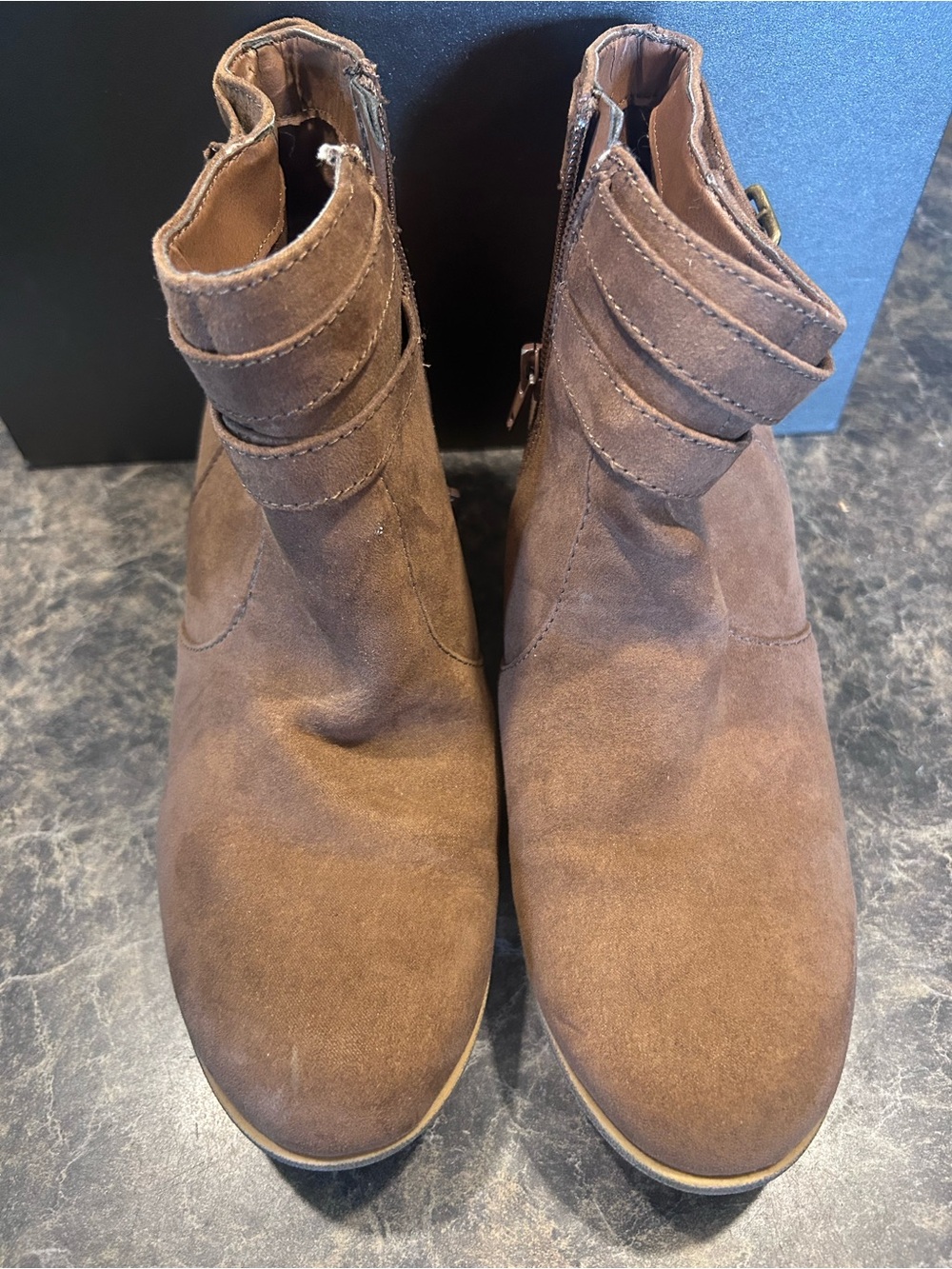 American Eagle Outfitters Brown Suede Ankle Boots with Strap Accent